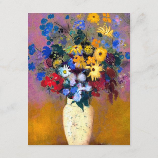 White Vas med Flowers Odilon Redon Tilläggskort (Framsida)