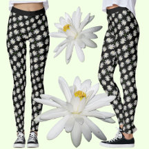 White Vatten Lilies - Blommigt Leggings