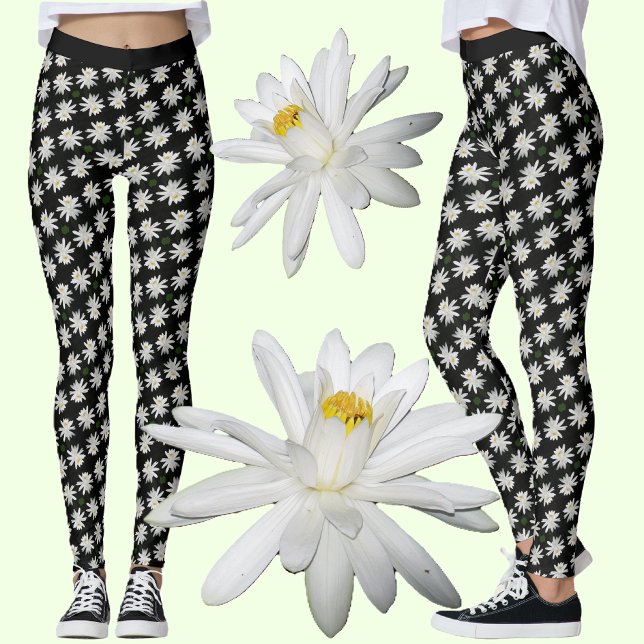 White Vatten Lilies - Blommigt Leggings (Skapare uppladdad)