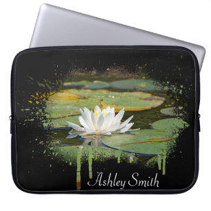 White Vatten Lily Abstrakt Laptop Fodral