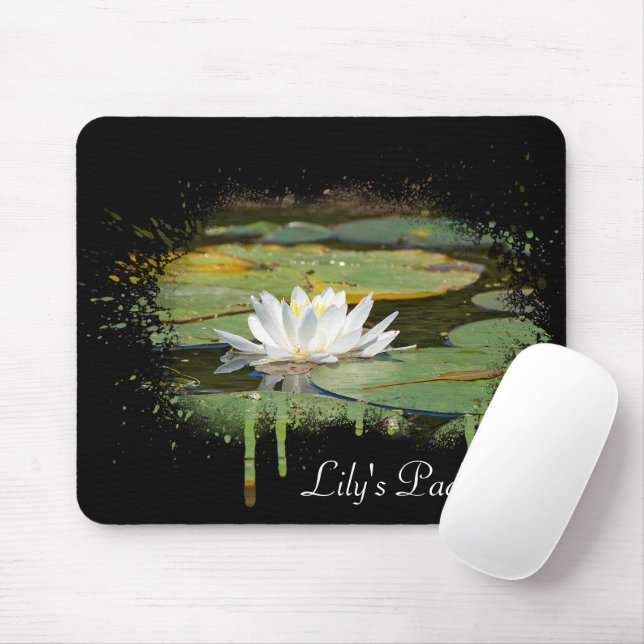 White Vatten Lily Abstrakt Musmatta (Med mus)
