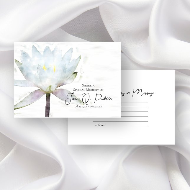 White Vatten Lily Flower  en minnesbegravning Anteckningskort (Skapare uppladdad)