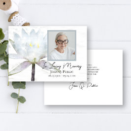 White Vatten Lily Flower Funeral Memorial Sympathy Tack Kort