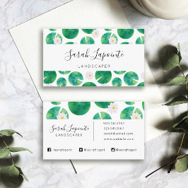White Vatten Lily Flowers & Lily Pad Design Visitkort