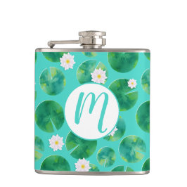 White Vatten Lily Flowers & Lily Pad Mönster Fickplunta