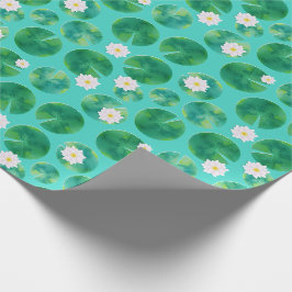 White Vatten Lily Flowers & Lily Pad Mönster Presentpapper