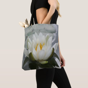 White Vatten Lily Lotus Blommar Flower Tygkasse