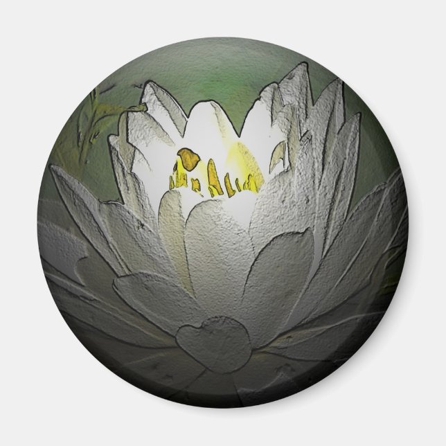 White Vatten Lily Magnet (Framsidan)