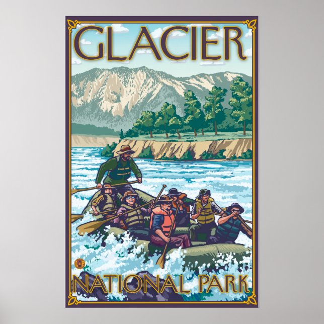 White Vatten Raiting - Glacier National Park, MT Poster (Framsidan)