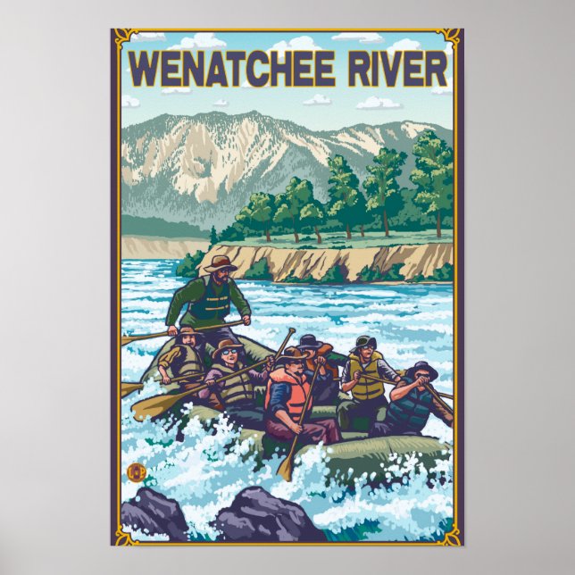White Vatten Raiting - Wenatchee River, Washingto Poster (Framsidan)