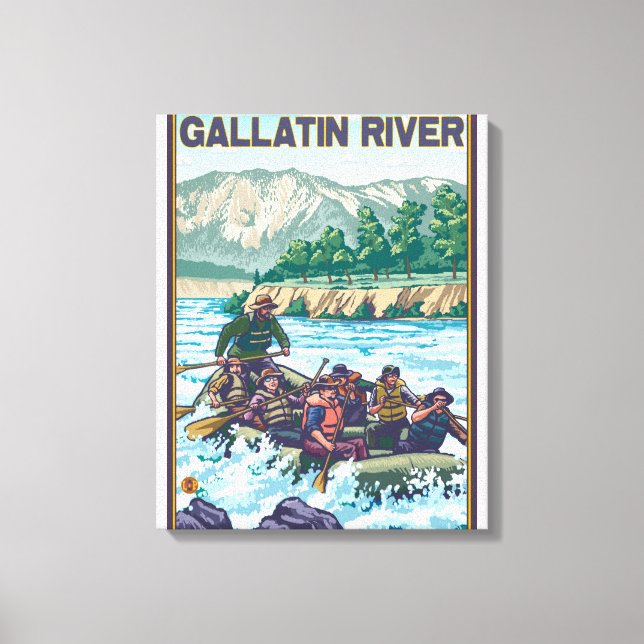 White Vatten Rawing - Gallatin River, Montana Canvastryck (Framsida)