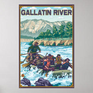White Vatten Rawing - Gallatin River, Montana Poster