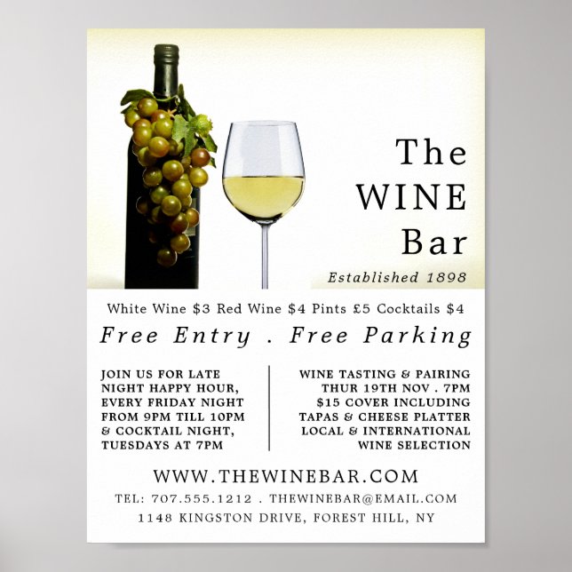 White Vin & Graps, Vin Pub/Winery Advertising Poster (Framsidan)