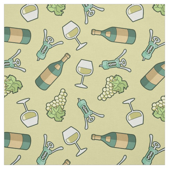 White Vin Mönster Fabric Tyg (Provkarta)