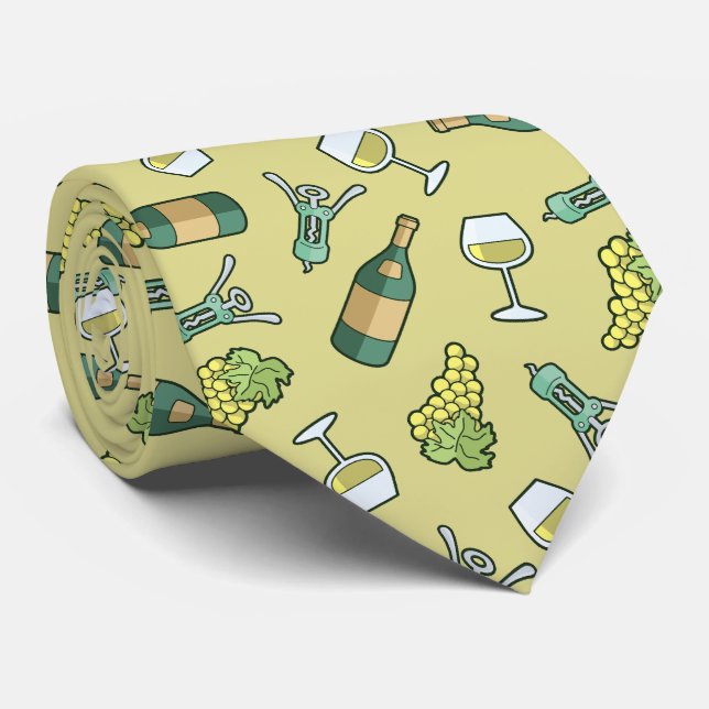 White Vin Mönster Neck Tie Slips (Rullad)