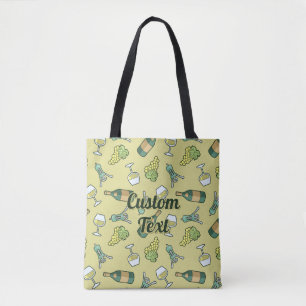 White Vin Mönster Tote Bag Tygkasse