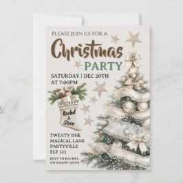 White vintage Christmas party invitation  Inbjudningar