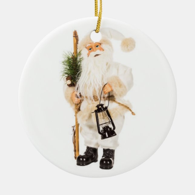 WHITE VINTAGE SANTA CHRISTMAS ORNAMENT (Framsidan)