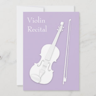 White Violin & Bow Music Skäl Cont Lavender Inbjudningar