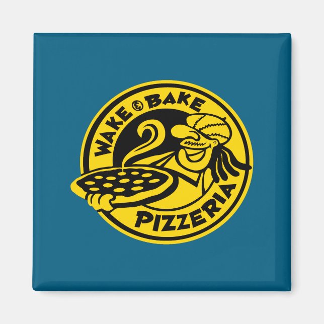 White Wake Bake Zza Logo  Magnet (Framsidan)