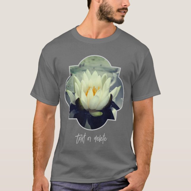 White Water Lily Lotus Blossom Flower  T Shirt (Framsida)