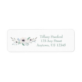 White Watercolor Bouquet | PERSONLIG Returadress Etikett