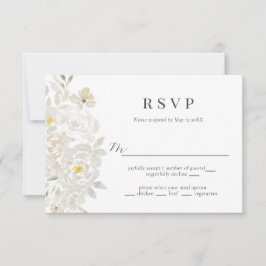 White Watercolor Peony Bröllop OSA Card