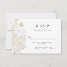 White Watercolor Peony Bröllop OSA Card