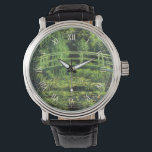 White Waterlilies av Claude Monet, Vintage Art Armbandsur<br><div class="desc">White Waterlilies (1899) av Claude Monet är en vintage imponerande bra art blommigt naturmålning. Det är en av många variationer i vatten och japanska fotbollsmålningar som Monet målade upp i sin blomsterträdgård vår i Giverny, Frankrike. En fotgängarbro över en damm i grönt. Om konstnären: Claude Monet (1840-1926) var en av...</div>