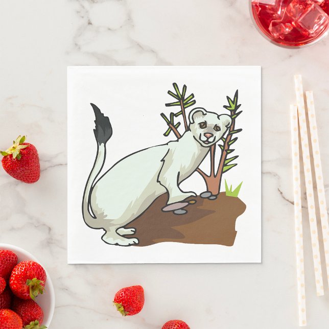 White Weasel Wildlife Napkins Pappersservett (Skapare uppladdad)