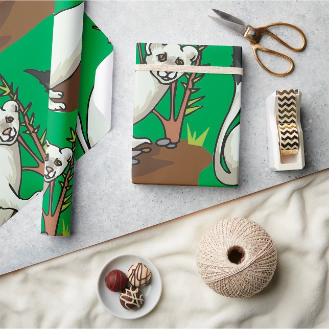 White Weasel Wildlife Wrapping Papper Presentpapper (Skapare uppladdad)