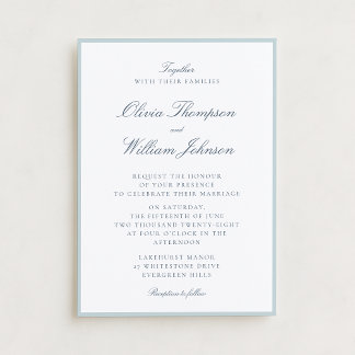White Wedding Invitation with Light Blue Details Inbjudningar