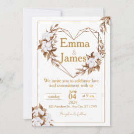 White Wedding Invite with Elegant Heart & Roses Inbjudningar