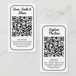 White Wedding Photo Sharing Capture Love QR Code  Visitkort