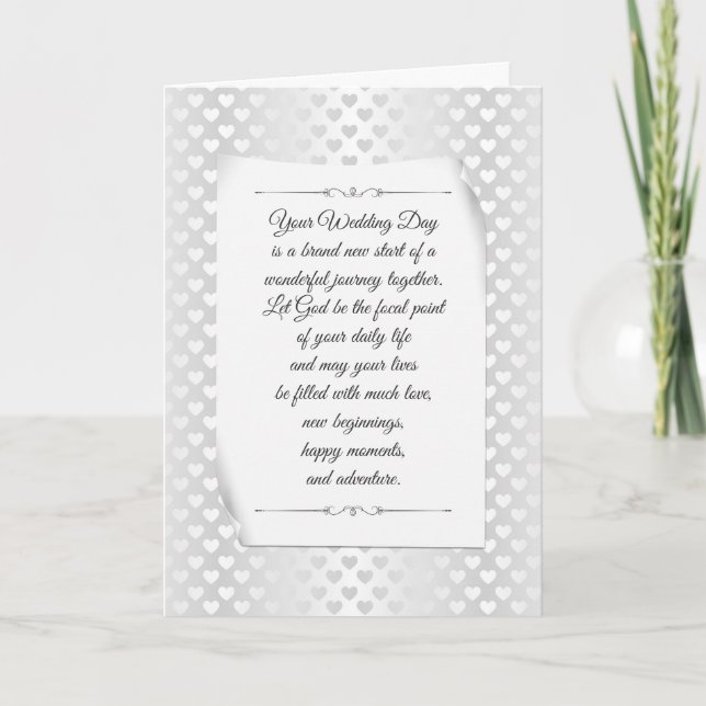 White Wedding Satin Sheen Hearts Kort (Framsida)