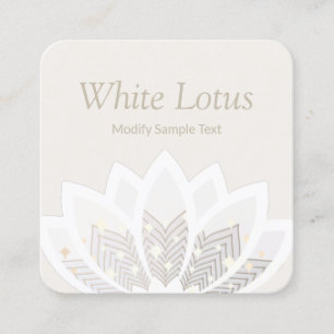 White Whimsical Lotus Flower Fyrkantigt Visitkort