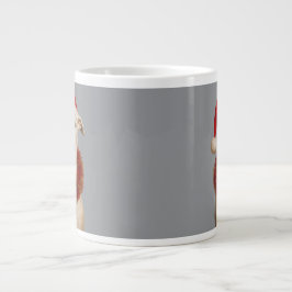White whippet in Santa hat Christmas  Jumbo Mugg