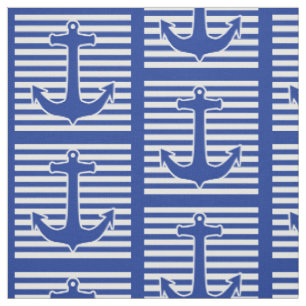 White Wide Rand & Anchor blue + din backgr. Tyg