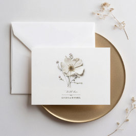 White Wildblomme Vågrät Elegant bröllop Inbjudningar
