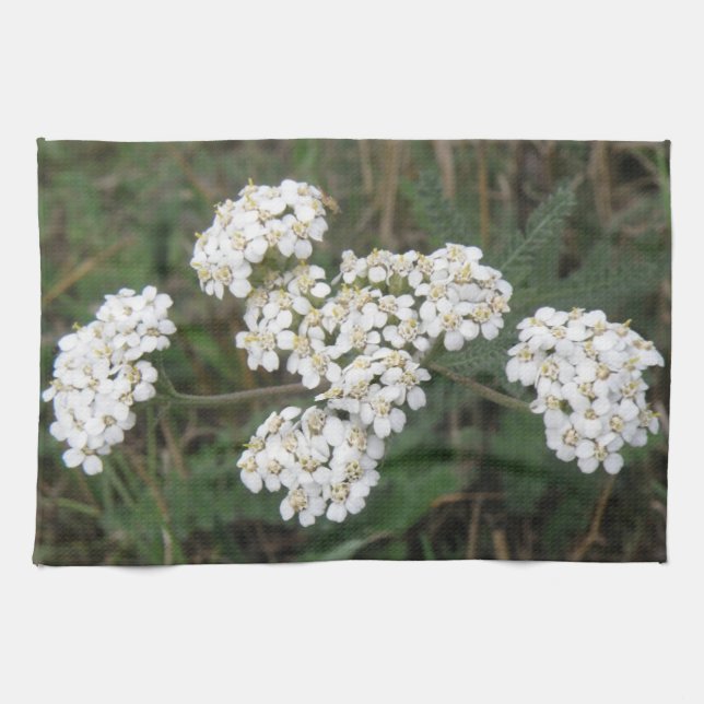 White Wildblommor Kitchen Towel Kökshandduk (Horisontell)
