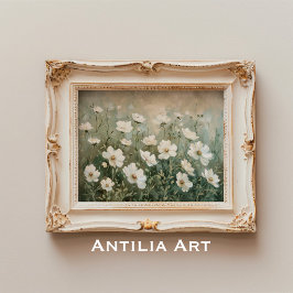 White Wildblommor Painting Vår Meadow Poster