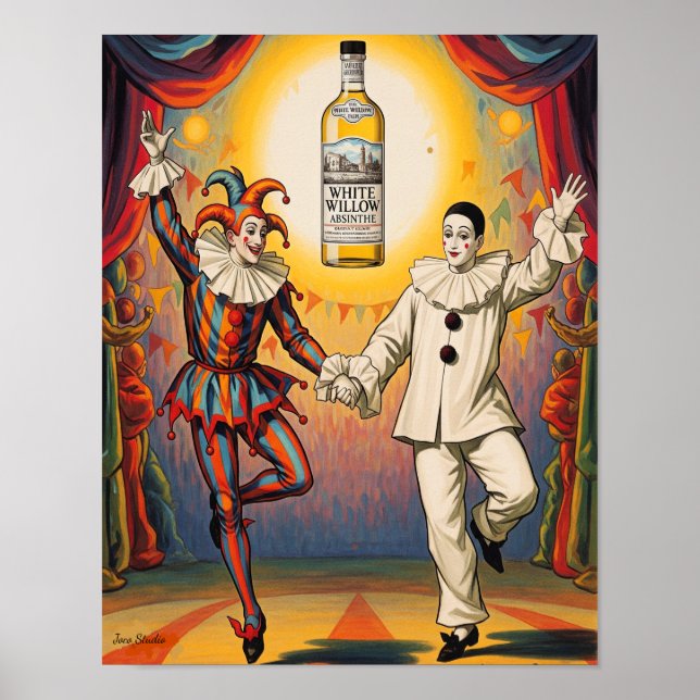 White Willow Absinthe Pierrot Jester Poster (Framsidan)