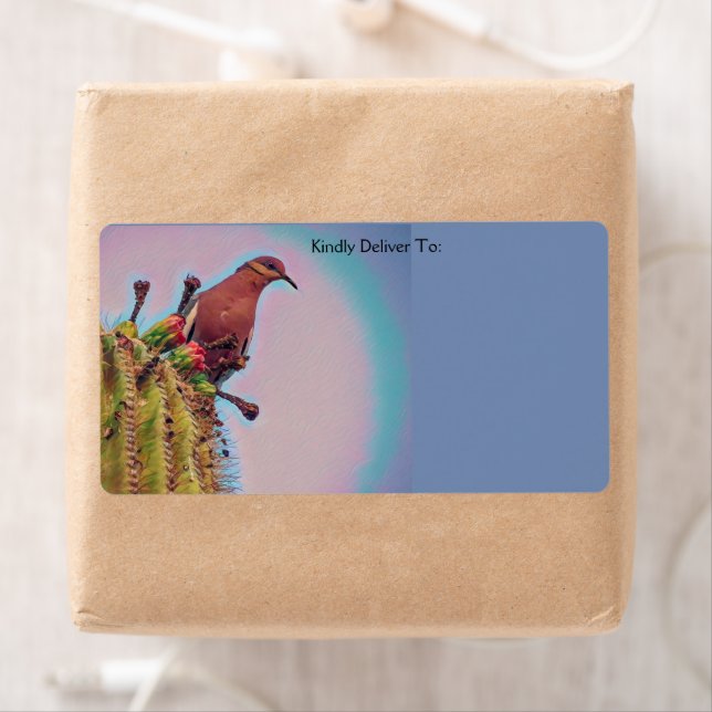 White Winged Dove Saguaro Cactus Digital Art Fraktsedel (Insitu)