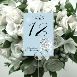 White Winter Dragon Snöflingor Blue Bordsnummer