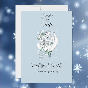 White Winter Dragon Snöflingor Blue Spara Datumet