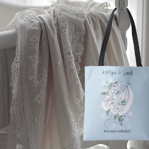 White Winter Dragon Snöflingor Blue Tygkasse