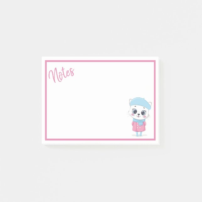 White Winter Kitten Post-it Notes (Framsida)