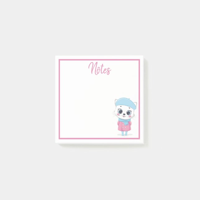 White Winter Kitten Post-it Notes Block (Framsida)