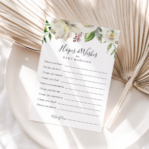White Winter Peony Baby Shower Hopes & Önskemål Ca Vykort