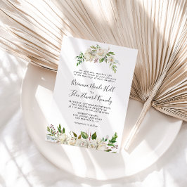 White Winter Peony Blommigt Formal Bröllop Inbjudningar